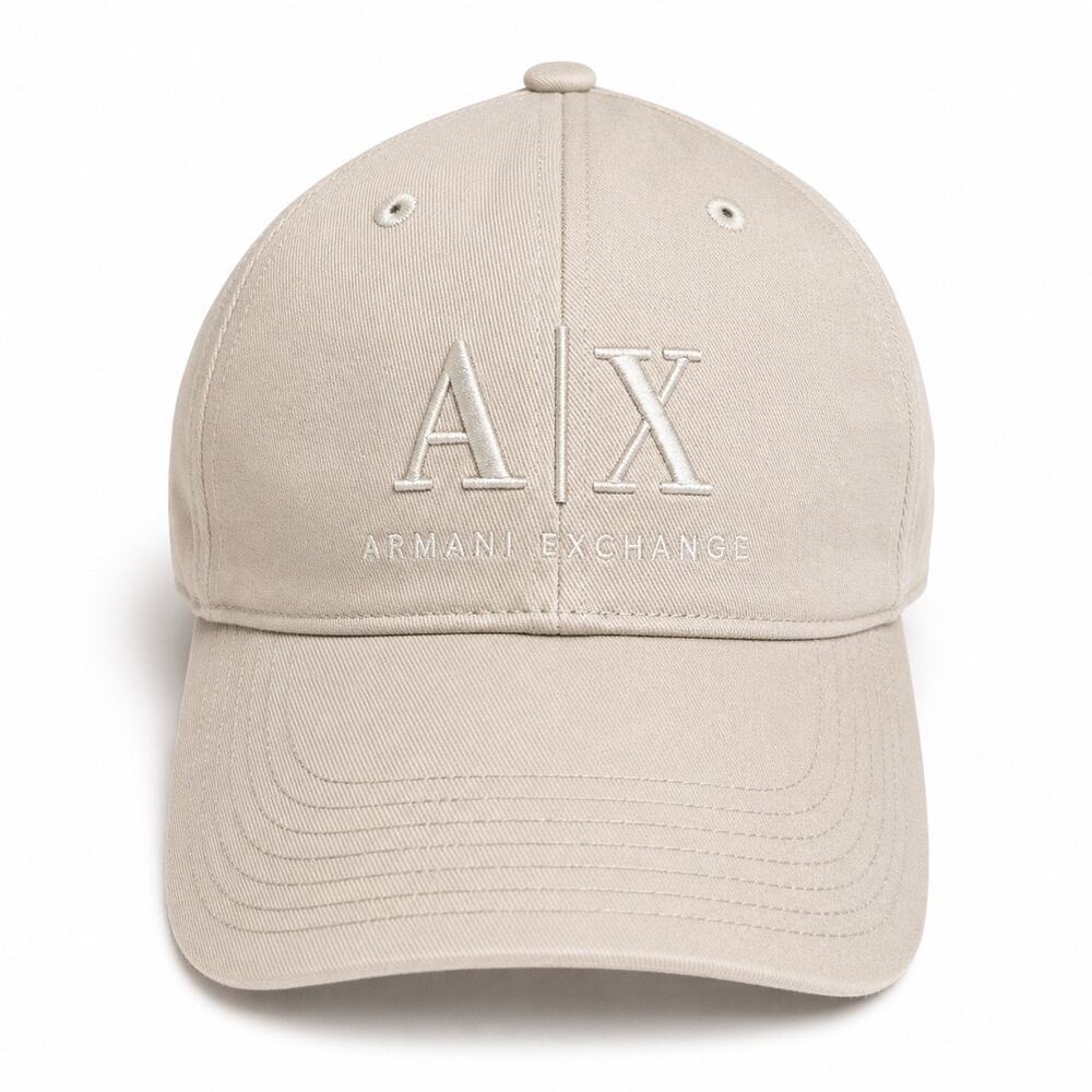 Armani Exchange AX Beige Baseball Cap Hat Adjustable Logo Minimalis